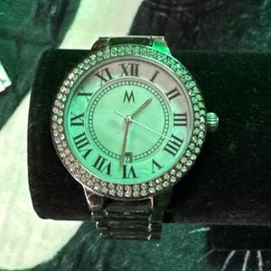 Melania Trump Silver Finish Rhinestone Dial Watch